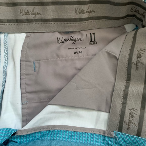 Walter Hagen Men's Perfect 11 Performance Golf Shorts Size 34 Blue Green Print - Picture 2 of 12